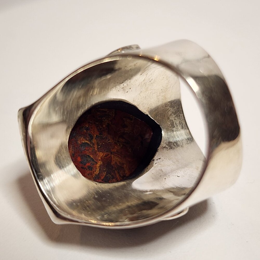 Vintage Silver Teardrop Stone Ring Size 10 - Picture 6 of 11
